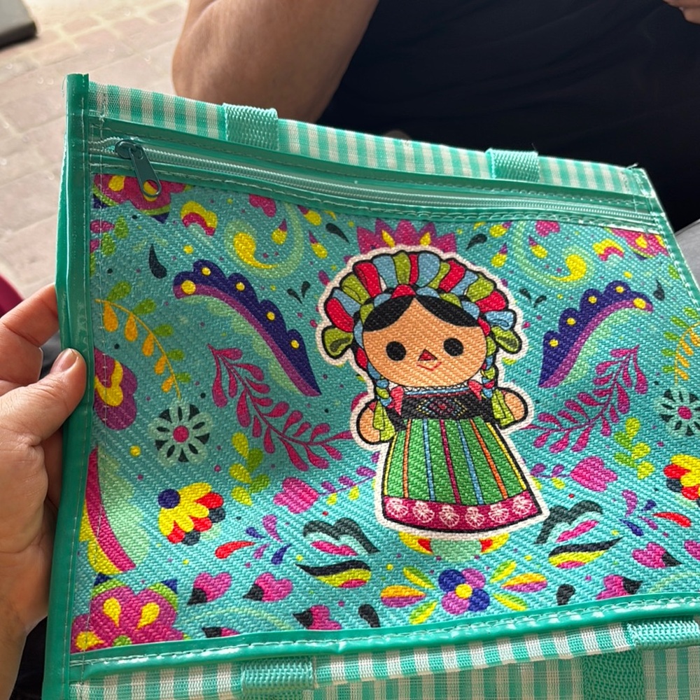 Pink and Blue Mexican Folk Art Bag